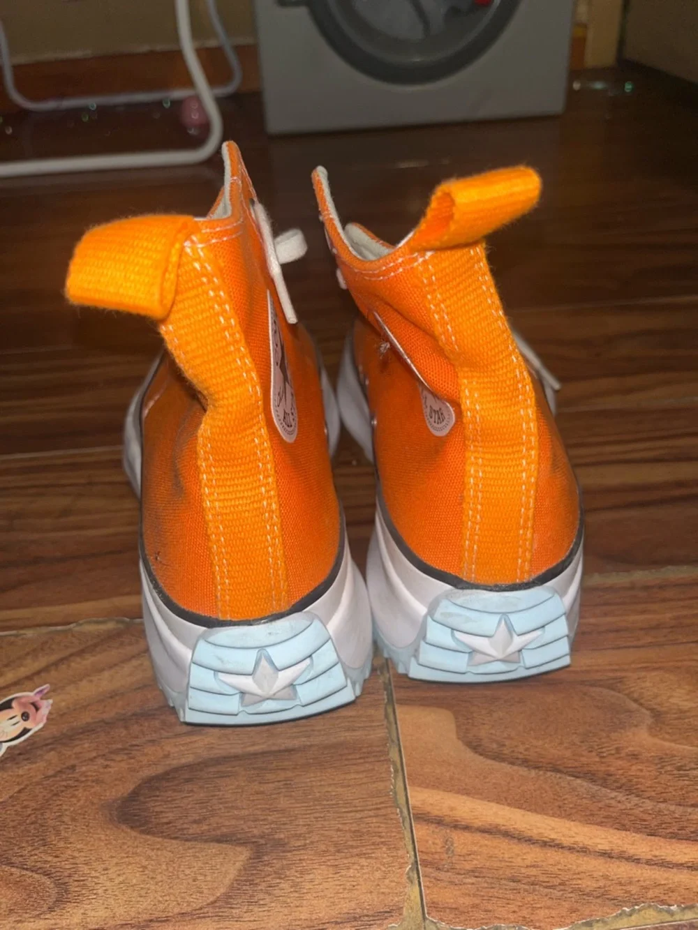 Converse Run Star Hike Orange and White High-Top Sneakers - Picture 4 of 6
